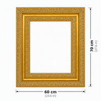 Cadre en bois sculpté orné 60x70cm, style baroque, avec feuille d'argent et d'or, pour peinture, photographie, décoration murale, cadeau