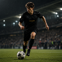 Gotisches Noir-Schwarzes Fußballtrikot mit Verziertem Damast-Jacquard, Komplett Schwarzes Vintage-Sportshirt