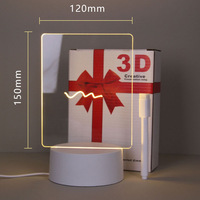 Veilleuse 3D moderne en acrylique avec LED blanc chaud, alimentation secteur et piles AAA, contrôle par interrupteur pour usage domestique