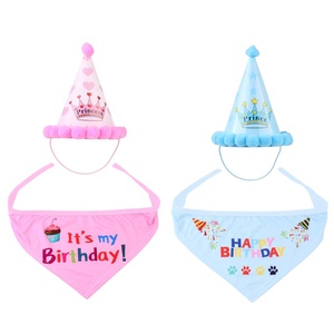 Sombrero de cumpleaños para mascotas, bandana de diseño bonito para perros, sombreros de fiesta de cumpleaños, bufanda, Pompón, bolas, perro, gato, gorro de cumpleaños, <span class=keywords><strong>2020</strong></span> - Product Image 2
