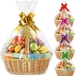 Sac à soufflet en BOPP transparent gaufré pour emballage sécurisé de paniers de fruits, biscuits, bonbons, desserts et pain pour Noël - Product Image 1