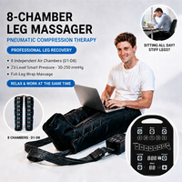 Masseur de jambes à compression d'air à 8 chambres, 23 niveaux de pression, 30 à 250 mmHg, contrôle intelligent, jambes entières