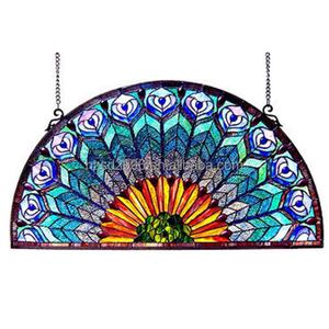 Panneau de fenêtre en verre teinté style rétro, motif paon, antique européen, en feuille de cuivre Tiffany, solide et durable, pour décoration de chambre - Product Image 4