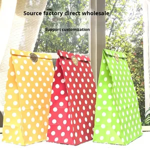 Bolsas de Papel Kraft Ecológicas con Diseño de Lunares <span class=keywords><strong>Cheng</strong></span> <span class=keywords><strong>Huang</strong></span>, Bolsas Planas para Dulces, Galletas, Bocadillos y Regalos para Panadería - Product Image 1