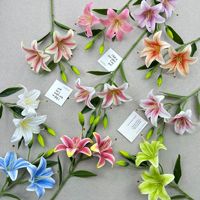 Bunga Lily Buatan Grosir Tangkai Tunggal Lily Palsu Stargazer Tiger Lily Tangkai Panjang Dekorasi Pernikahan Rumah Grosir Lily Putih