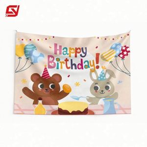 Wholesale Digital Printing Best Price Premium Quality 100% Polyester Custom Birthday Banner Backdrop - Product Image 3
