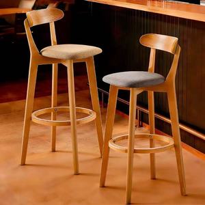 Modern Solid Wood Bar <strong>Stool</strong> with Customizable Height and Four-Legged Base Simple Design for <strong>Dining</strong> and Island Table Use - Product Image 4