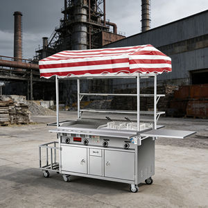 Carrito de Comida Convertible de 4 Ruedas de Acero Inoxidable Resistente a la Oxidación con Parrilla y Calentador Incorporado, Fácil de Montar para Uso en Exteriores - Product Image 6