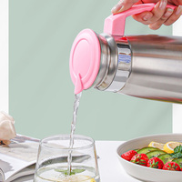 Thermos en acier inoxydable de style coréen, design moderne, 1,3 L, avec poignée latérale en PP, pour thé, eau froide, jus, utilisation à domicile ou au restaurant