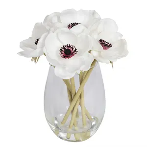 Co-Arts Fleurs Maison Anémone Blanc Fleur De Cerisier Soie Sakura Fleur Artificielle En Verre Vases Artisanat Décoration Fleurs