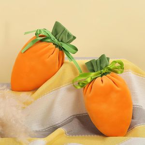 2026 Hot-Selling Creative Carrot <b>Gift</b> <b>Bag</b> Drawstring Party Velvet <b>Easter</b> 24X10cm Modern Embossing Printed Colors - Product Image 4