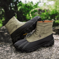 Bottes Martis montantes pour hommes, bottines de randonnée imperméables en cuir microfibre cousues à la main avec fermeture éclair, bottines plates de style occidental