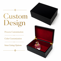 Boîte cadeau personnalisée en MDF noir mat, intérieur en velours rouge de luxe, étui de rangement pour parfums, objets de collection parfumés, emballage cadeau haut de gamme