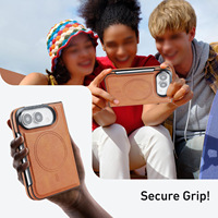 Casing Kulit Magnetik Flip Folio dengan Pengisian Daya Nirkabel dan Dudukan Mobil untuk iPhone Duo 18 Ultra Fold