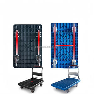 Chariot à plateforme en acier robuste de 880 lb, grande capacité de charge, chariot pliable avec roues solides, frein à verrouillage total, chariot à plateau plat - Product Image 5