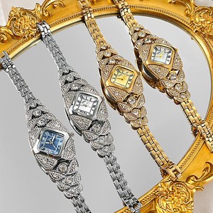 Goldie Ánh Sáng Sang Trọng Đầy Đủ Kim Cương Cao cấp Thép Không Gỉ Không Thấm Nước Chữ Số La Mã Quay Số Phụ Nữ Retro Vòng Đeo Tay Quyến Rũ Thạch Anh - Product Image 4