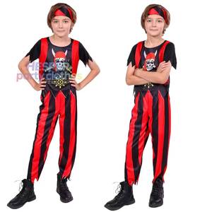 Disfraz de Pirata HP para Niños, Traje de Capitán Príncipe a Rayas con Pañuelo para Carnaval, Actuaciones Escénicas y Cosplay - Product Image 1