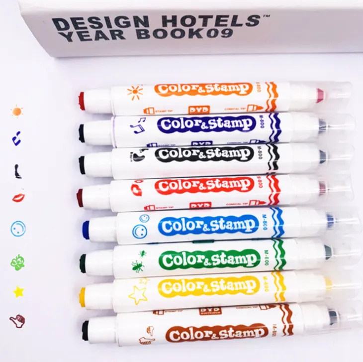 eco friendly washable drawing children's watercolor pen water color art stamps two heads jumbo markers paint set