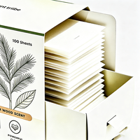 Feuilles de lessive parfum pin, portables, dissolvables, nettoyage en profondeur, fraîcheur boisée longue durée, papier à lessiver