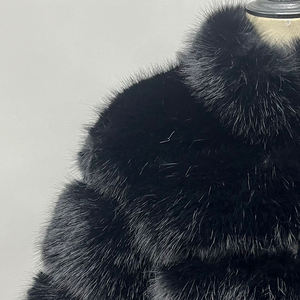 Jancoco 2024 Offre Spéciale fausse fourrure veste femmes recadrée noir fausse fourrure manteaux avec capuche - Product Image 4