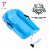 Luge pour enfants avec freins, toboggan avec corde de remorquage, 4 couleurs, léger (0,6 kg), en HDPE, capacité 120 kg, pour neige, sable, herbe, jouet d'hiver pour l'extérieur