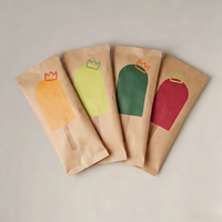 Sac d'emballage pour crème glacée en papier kraft PLA biodégradable personnalisé, sac jetable auto-adhésif pour bâtonnets glacés et lait