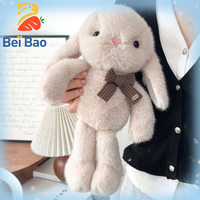 Peluche personnalisée de haute qualité, lapin kawaii à longues oreilles de 8 pouces, jouets en peluche doux, animaux en peluche, poupées lapin en stock avec nœud