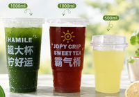 Grand Gobelet Personnalisable en Plastique PET/PP Jetable de 32oz, 44oz, 52oz, 1000ml, 1320ml pour Boissons Glacées et Boba