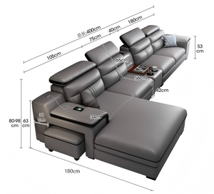 Sofá Seccional de Cuero Genuino Reclinable de Diseño Moderno y Alta Calidad, en Forma de L, Modular, de Lujo para Sala de Estar - Product Image 3