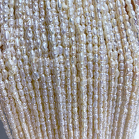 2mm 3mm couleur blanche Keshi perles d'eau douce en vrac véritable haute brillance bâton de riz d'eau douce forme perle chaîne perles Perle
