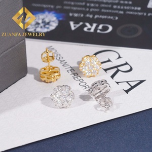 מניות מחסן usa משלוח חם מכירה חמה פרח עיצוב עגיל העגיל 925 סטרלינג כסף סטרלינג vvs <span class=keywords><strong>moissanite</strong></span> - Product Image 4