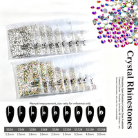Strass pour nail art DIY, cristaux AB ronds colorés, dos plat, décorations 3D scintillantes