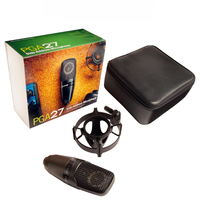 Ensemble de microphone à condensateur PGA27 avec support antichoc et carte son pour diffusion en direct, karaoké, enregistrement, utilisation avec smartphone