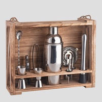 11-teiliger Halter Holzkiste Bar Werkzeuge Profession eller Hersteller 700ml Edelstahl Cocktail Shaker Set Mixology Barkeeper Kit