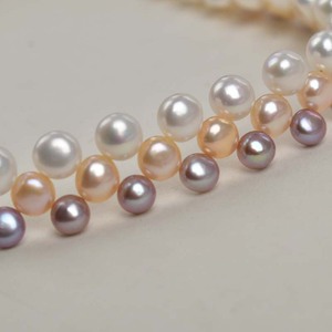 Collar de Perlas de Agua Dulce Naturales de Alta Gama de 7-8-9 mm, Color Mixto, Multihilera, Rebanadas Planas, Blancas, Producto Semiterminado, Fuerte Brillo - Product Image 2