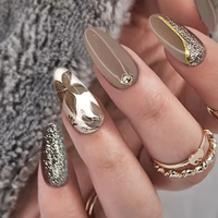 Boîte de 24 faux ongles à presser avec colle, forme stiletto, amande courte, artificiels, vente en gros, personnalisés, fabriqués à la machine