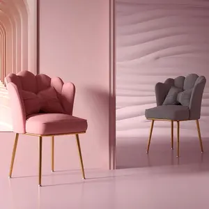 Ristorante in metallo con schienale Nordic French Luxury High Hotel imbottito in pelle moderna sala da pranzo sedie Vanity Chair