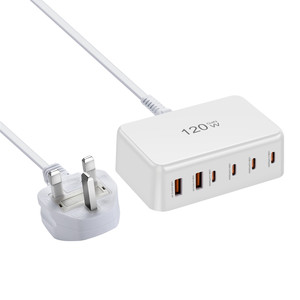 Chargeur de bureau GaN 120W, 6 ports USB C PD, charge rapide, adaptateur multi-ports pour appareils - Product Image 1