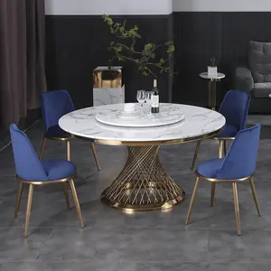 圆形大理石餐桌套装耐用酒店家具圆形家庭餐桌和椅子
