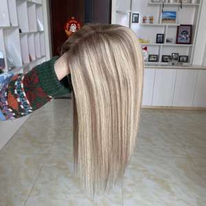 Topper mono 6x8 avec base en PU et couleurs contrastées, avec clips, pour femmes souffrant de perte de cheveux - Product Image 1