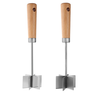 Stainless Steel <b>Meat</b> Mincer Rice-Mixing Stirrer Grinding Pounding Tool <b>Meat</b>-Smashing Spatula Processing Scraper Crushing - Product Image 5