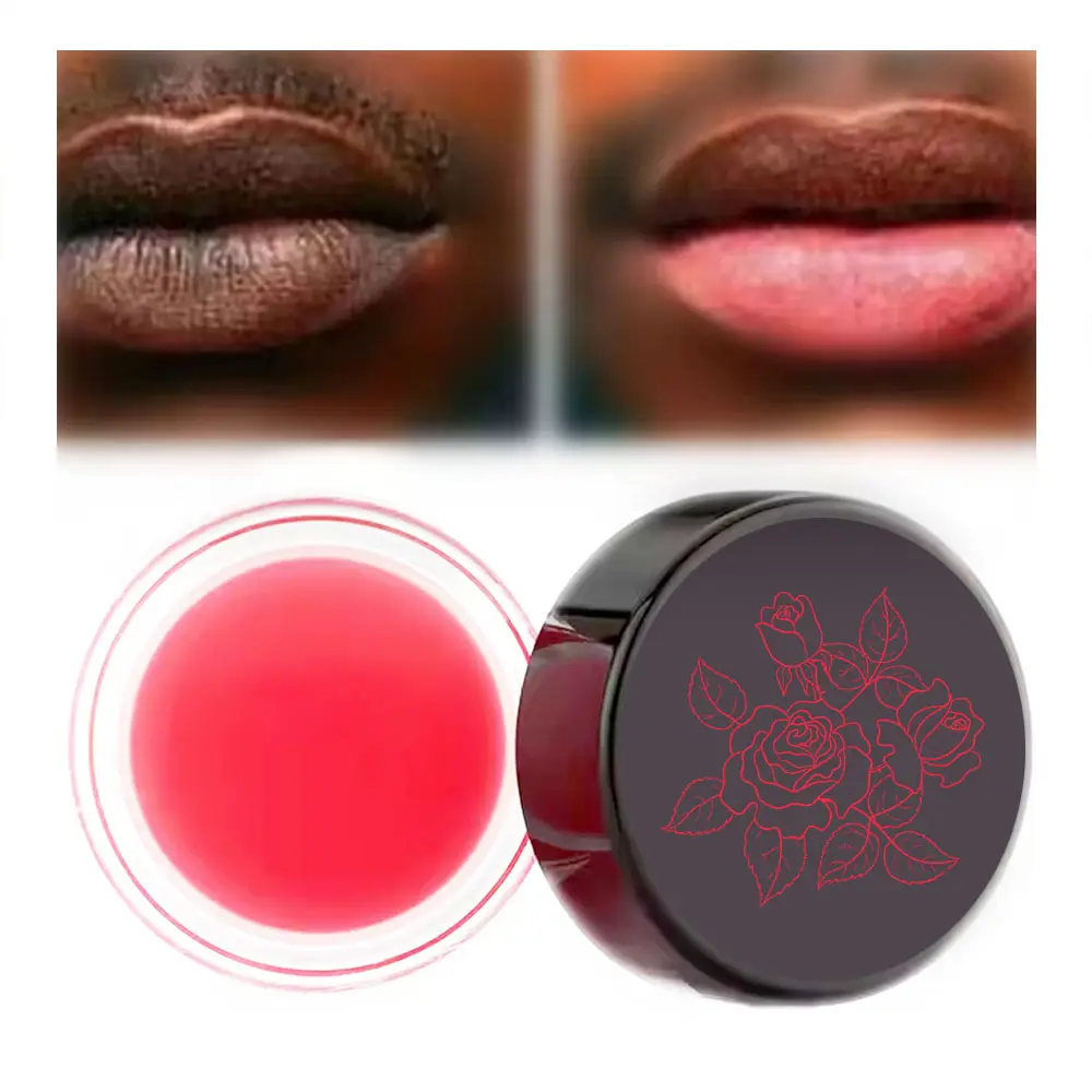 Crema sbiancante labbra rosa private label rimuovere il fumo scuro labbra burro di karité vitamina B3 SPF 15 balsamo per labbra