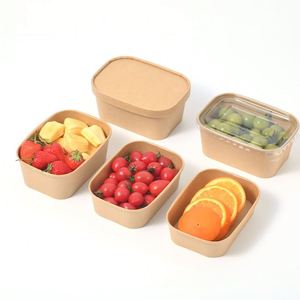 Bol jetable en carton kraft de qualité alimentaire avec couvercle, ou emballage pour aliments chauds et froids - Product Image 2