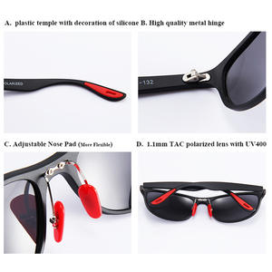 Lunettes de soleil polarisées pour sports de plein air, monture noire en TPEE, protection UV400, pour cyclisme et pêche, verres TAC de classe 2 - Product Image 5