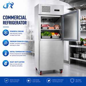 Refrigerador Vertical Comercial de Acero Inoxidable de 2 Puertas - Refrigerador Doble para Restaurante y Cocina, Enfriamiento Potente y Rápido - Product Image 5