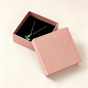 Caja de Regalo de Joyería de Cartón de Lujo de Alta Calidad con Logotipo Personalizado, para Anillos y Collares, con Textura Bronceada - Product Image 3