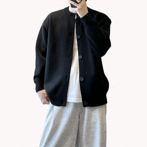 Henley Neck Knitwear Men's Thick <b>Yarn</b> Sweater Minimalist Solid Color Autumn Winter Base Layer Sweater Outerwear - Product Image 1