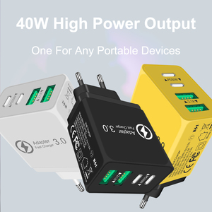 EU USB Cウォール充電器30W USB C充電器ブロック4ポートPD高速充電2USB C + 2USBマルチポートプラグ電話16に適しています - Product Image 2