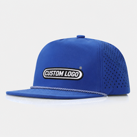 Casquette Snapback 5 Panneaux Personnalisée en Gros avec Trous Découpés au Laser, Chapeau de Sport Respirant à Séchage Rapide, Fournisseur de Casquettes de Baseball d'Extérieur