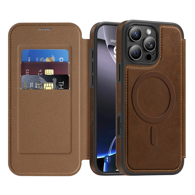 Luxury Brands Designer Genuine Leather Safe Flip Wallet Phone case with Card Holder for iphone 17 16 15 14 13 12 11 Pro Max Plus